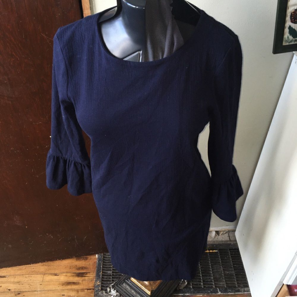 J Crewnavy bell sleeve knit shirt dress